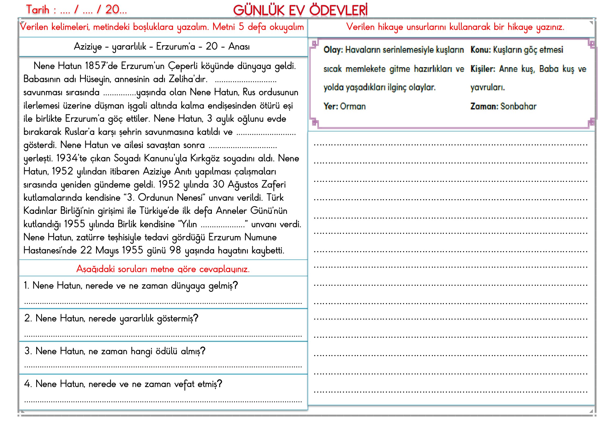 2. Sınıf - 07 Mayıs 2026 Günlük Ev Ödevleri