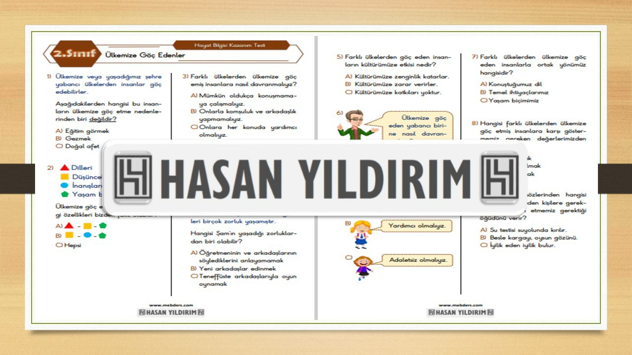 2. Sınıf Hayat Bilgisi Ülkemize Göç Edenler Testi