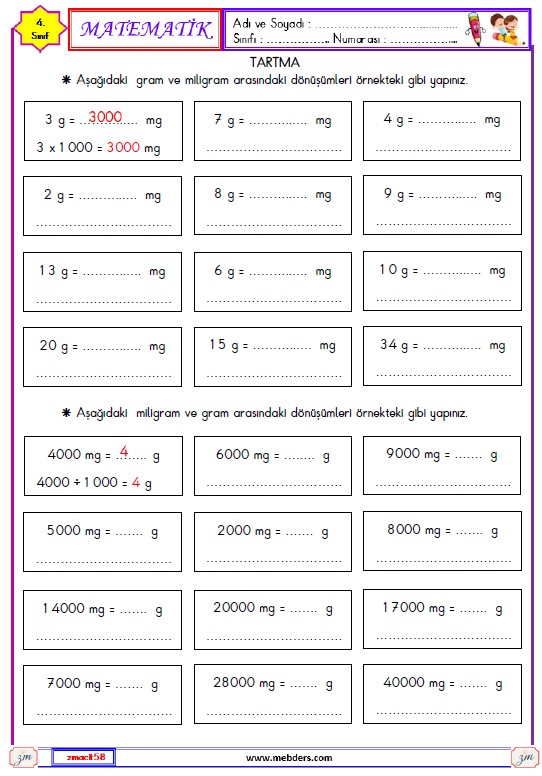 4. Sınıf Matematik Tartma Etkinliği 6