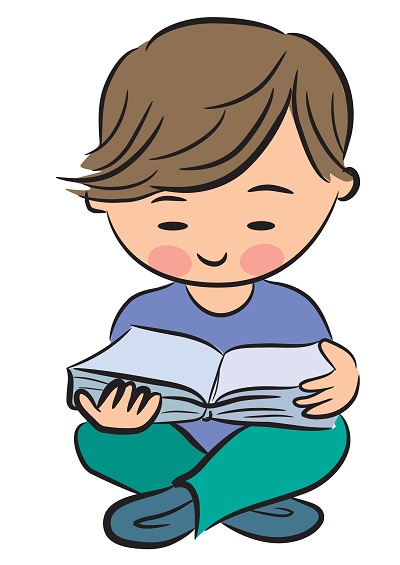 Clipart bağdaş kurarak kitap okuyan erkek çocuk resmi png
