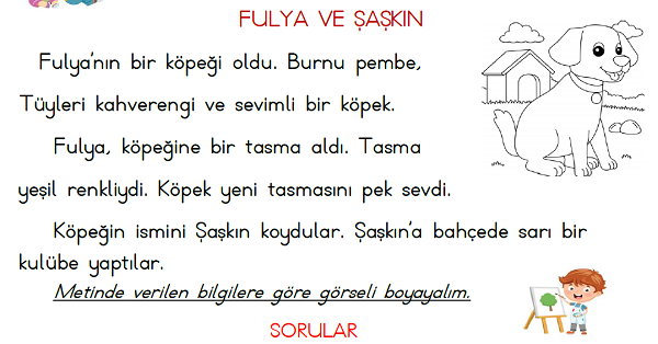 1. Sınıf Türkçe (Fulya ve Şaşkın) Okuma Metni Etkinliği
