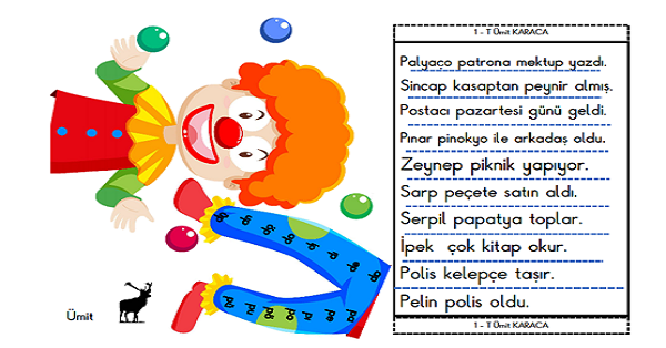 1. Sınıf İlk Okuma Yazma P Sesi Palyaço Boya Katla Oku Etkinliği