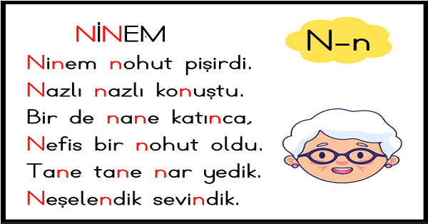 1. Sınıf İlk Okuma Yazma (N-n Sesi) Tekerleme