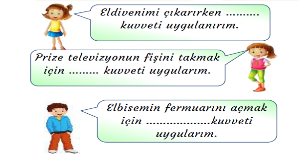 3. Sınıf Fen Bilimleri Kuvveti Tanıyalım Yeni Nesil Sorular