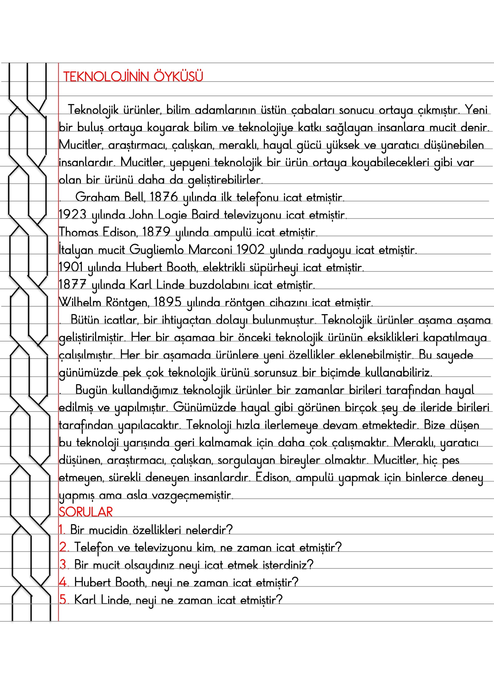 4. Sınıf - Sosyal Bilgiler - Teknolojinin Öyküsü Defter Özeti
