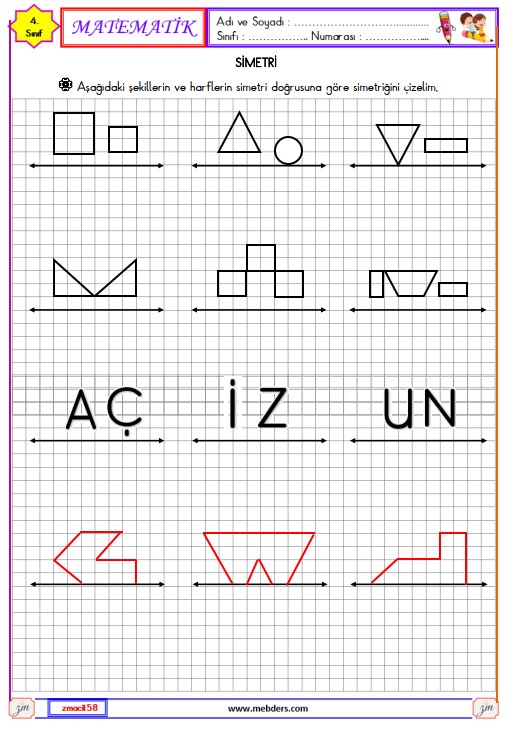 4. Sınıf Matematik Simetri Etkinliği 10