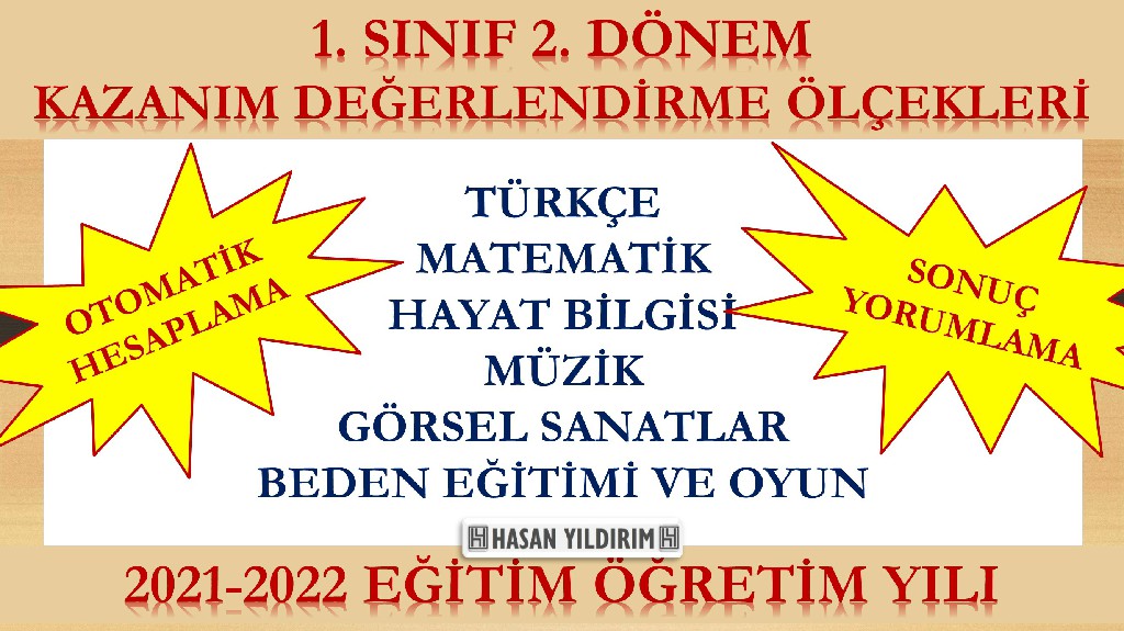 2021-2022 1. Sınıf 2.Dönem Kazanım Değerlendirme Ölçekleri (Tüm Dersler)