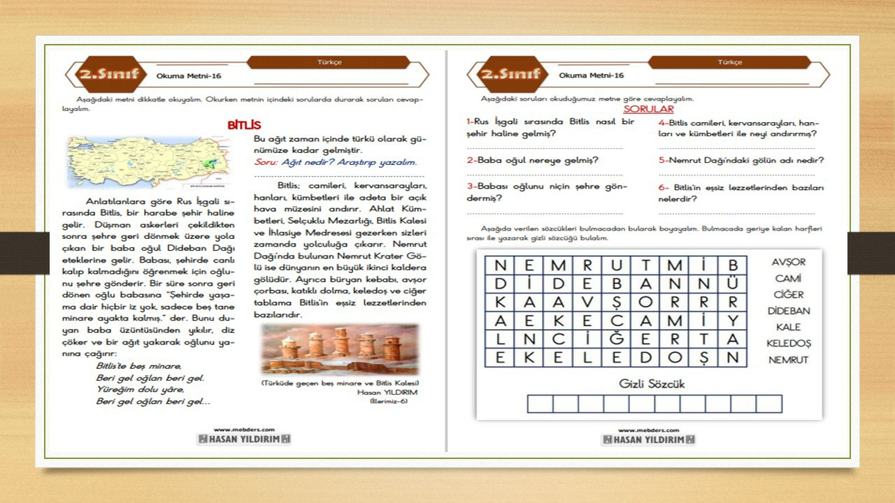 2. Sınıf Türkçe Okuma Metni-16 (Bitlis)