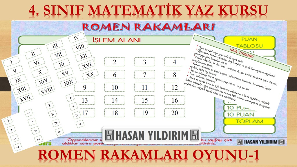 4. Sınıf Matematik Yaz Kursu - Romen Rakamları Oyunu-1