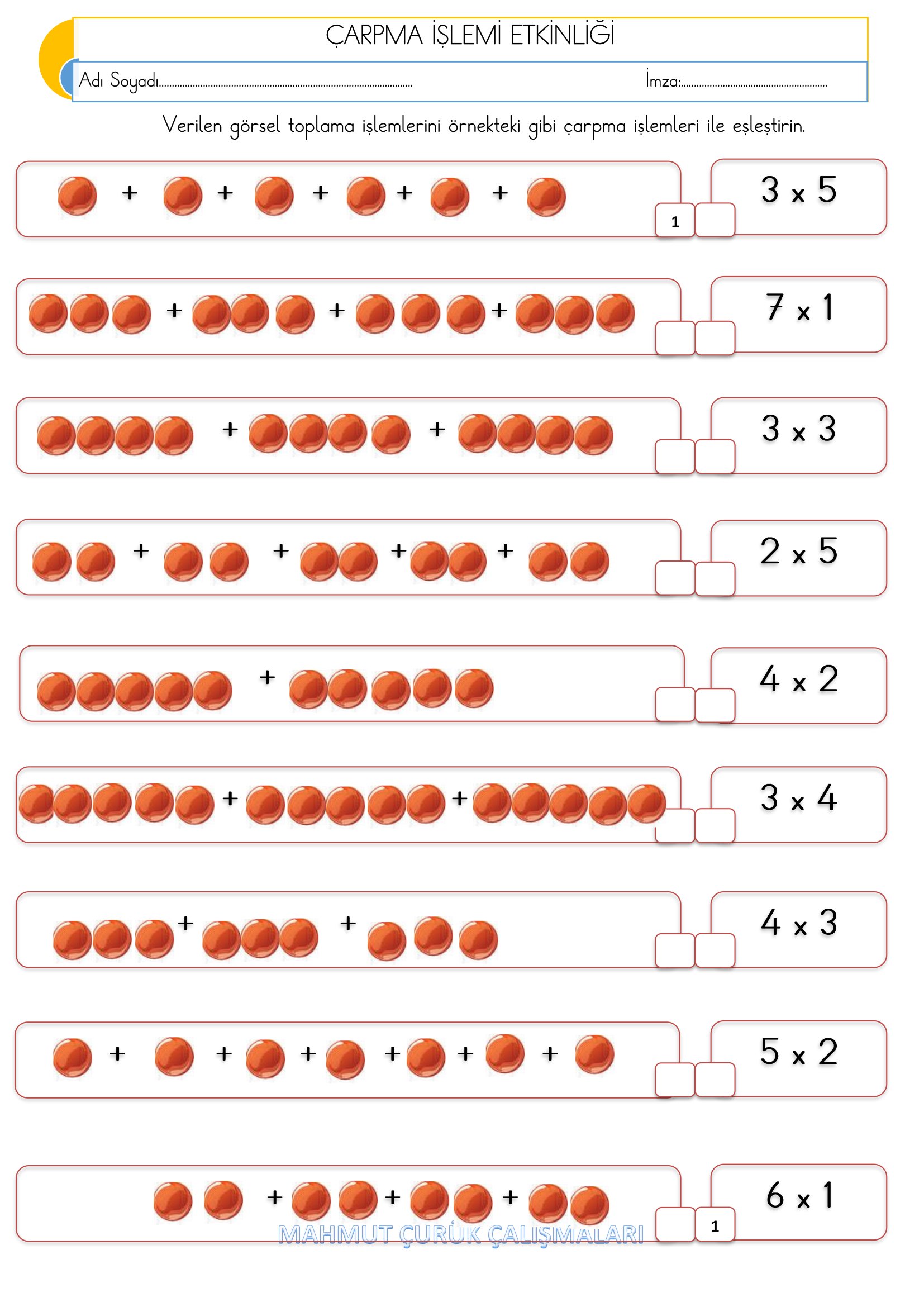 2. Sınıf - Matematik Çarpma İşlemi Etkinliği-2