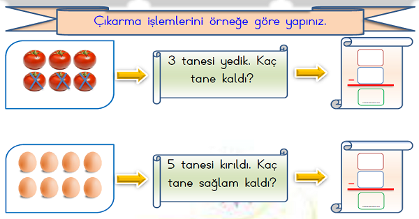 1. Sınıf Matematik Çıkarma İşlemi Problem Giriş-1
