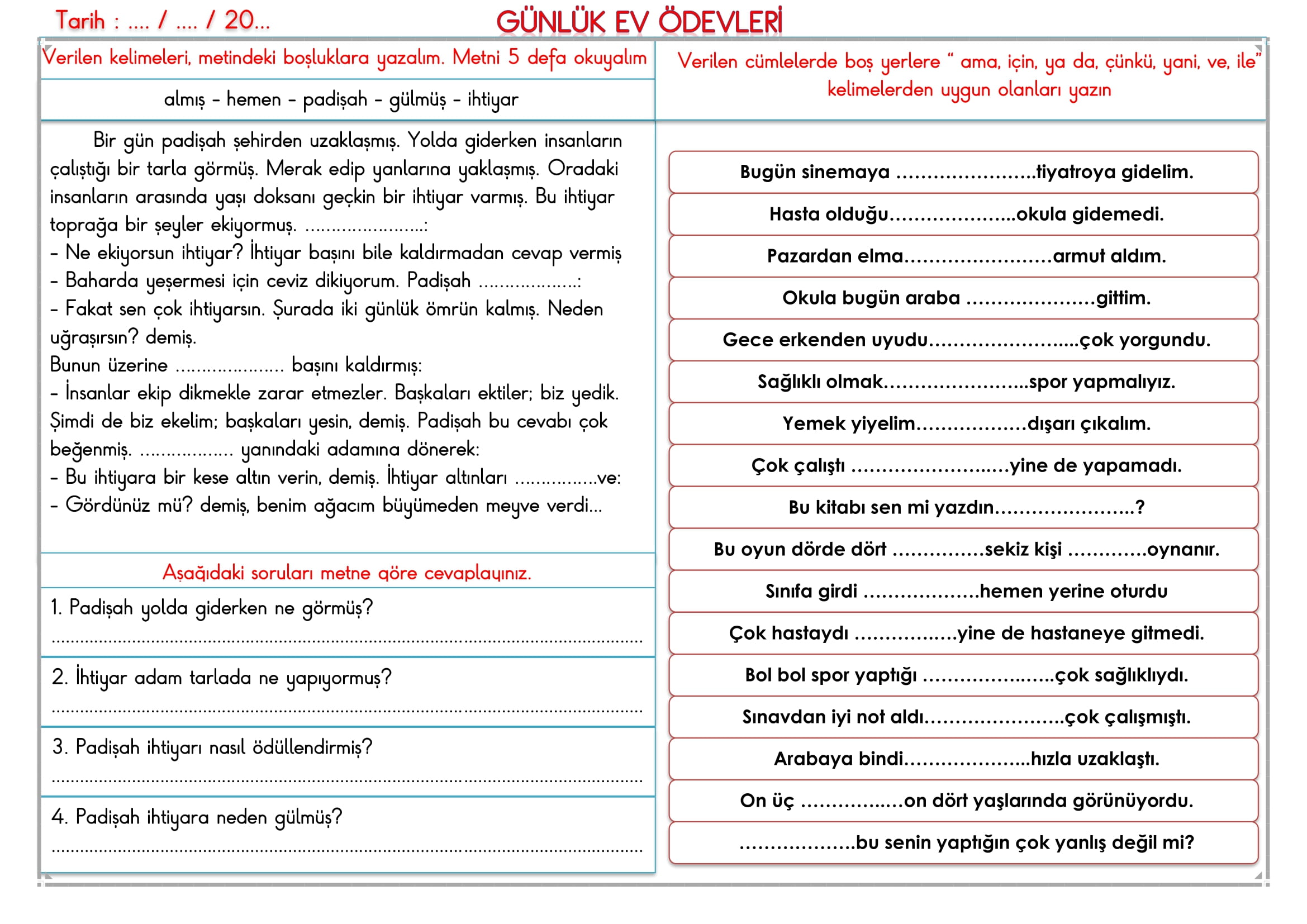2. Sınıf 10 Nisan 2025 Günlük Ev Ödevi