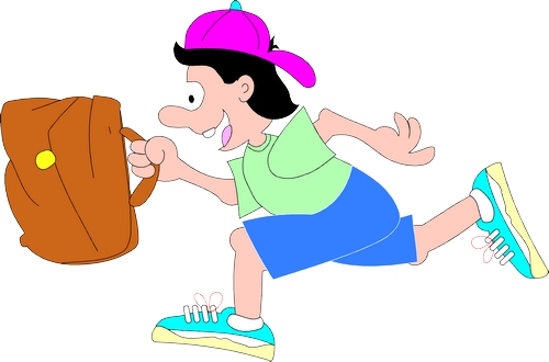 Clipart çantasıyla koşan erkek çocuk resmi png