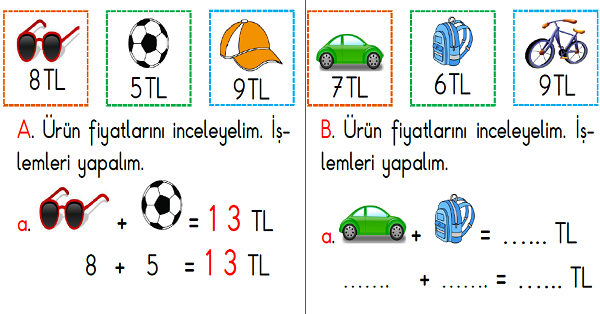 1. Sınıf Matematik Görsellerle Toplama İşlemi