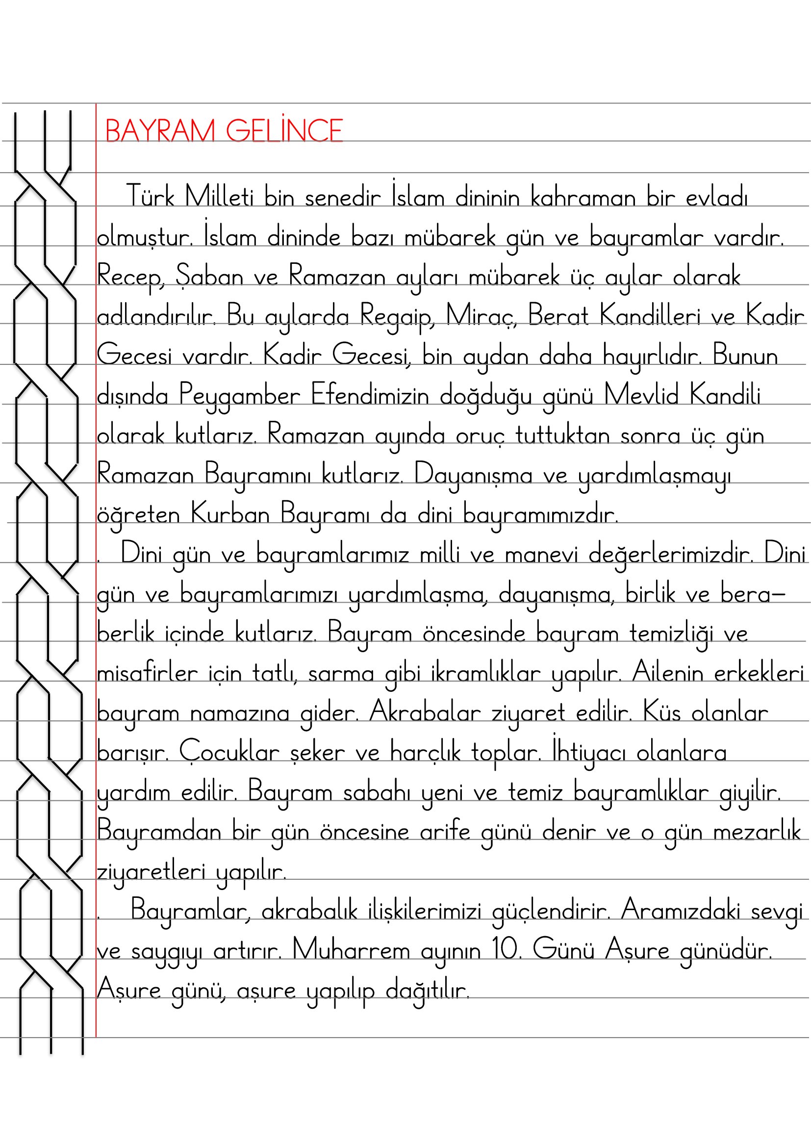 2. Sınıf - Hayat Bilgisi Bayram Gelince Defter Özeti