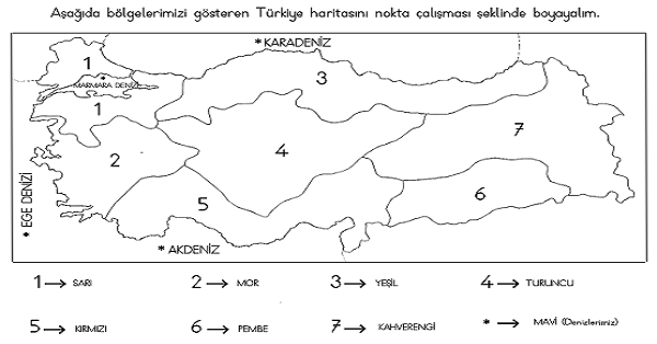 1. Sınıf İlk Okuma Yazma H-V Sesi Türkiye Haritası-Nokta Çalışması