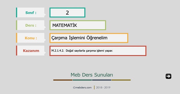 2. Sınıf Matematik Çarpma İşlemi Sunusu