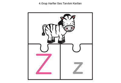4.Grup Harfler Resimli Yapboz Ses Tanıtım Kartları