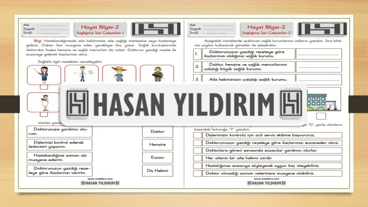 2. Sınıf Hayat Bilgisi Sağlığımız İçin Çalışanlar Çalışma Sayfaları