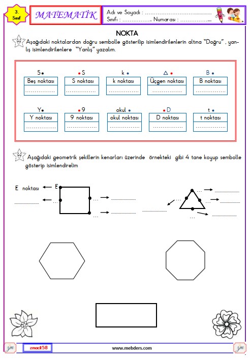 3. Sınıf Matematik Nokta Etkinliği 2