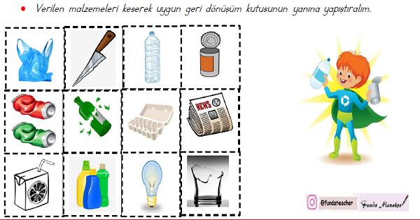 1. Sınıf Hayat Bilgisi Geri Dönüşüm Kes-Yapıştır Etkinliği-2