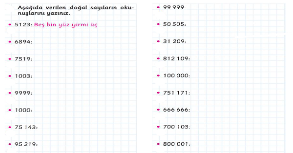 4. Sınıf Matematik 4,5,6 Basamaklı Sayıları Okuyup Yazma 3
