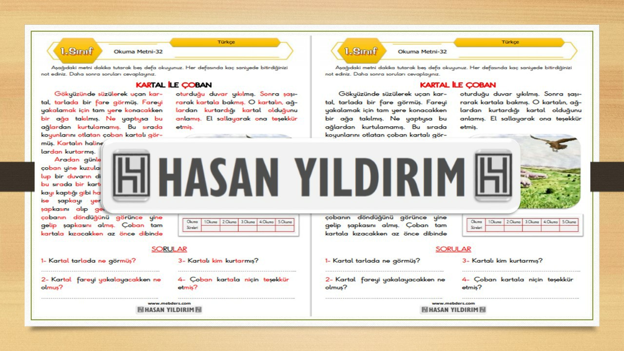 1. Sınıf Türkçe Okuma Metni-32 (Kartal ile Çoban)