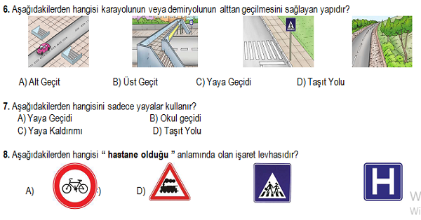 4. Sınıf Trafik Güvenliği Dersi 1.Dönem 2.Yazılı Sınavı
