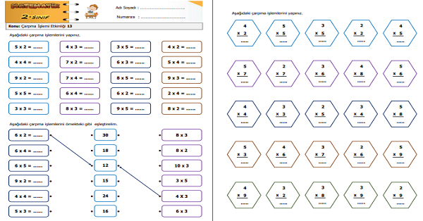 2. Sınıf Matematik Çarpma İşlemi Etkinliği 13