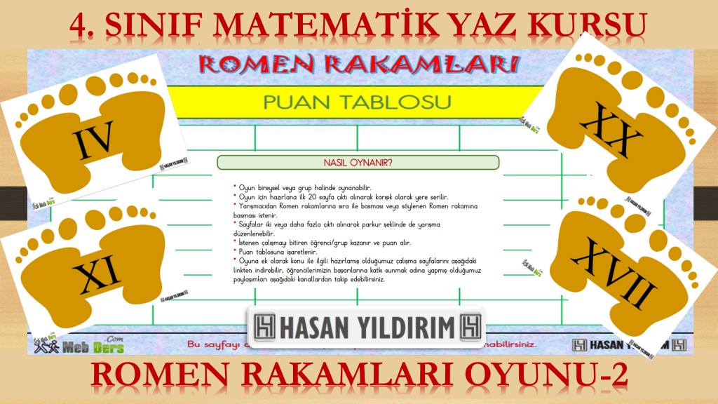 4. Sınıf Matematik Yaz Kursu - Romen Rakamları Oyunu-2