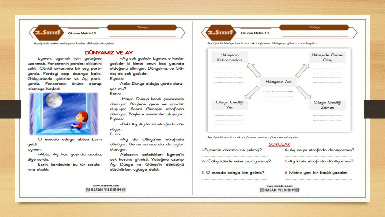 2. Sınıf Türkçe Okuma Metni-13 (Dünyamız ve Ay)