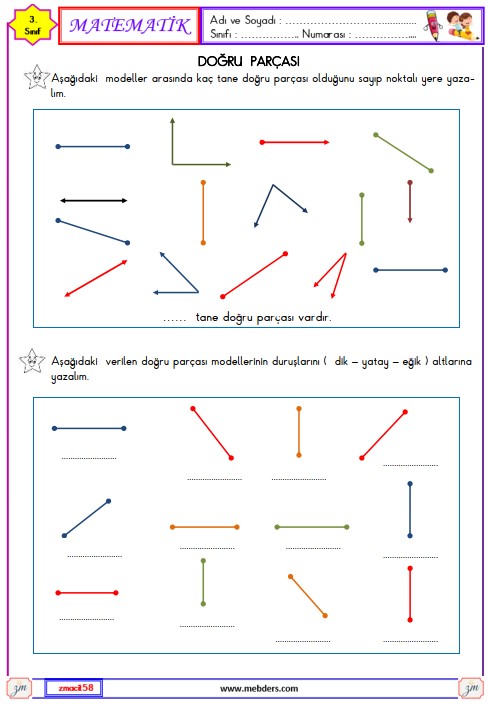3. Sınıf Matematik Doğru Parçası Etkinliği 3