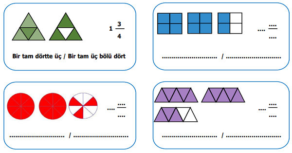 4. Sınıf Matematik Tam Sayılı Kesirler Etkinliği 2
