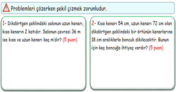4. Sınıf Matematik Çevre Ölçme Problemler-3