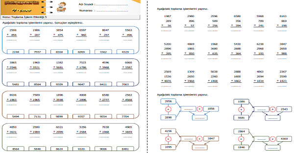 4. Sınıf Matematik Toplama İşlemi Etkinliği 6