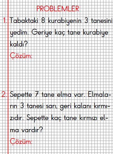 1. Sınıf Matematik Çıkarma İşlemi Problemleri Etkinlikleri ( Akıllı tahtaya yansıtmak için )