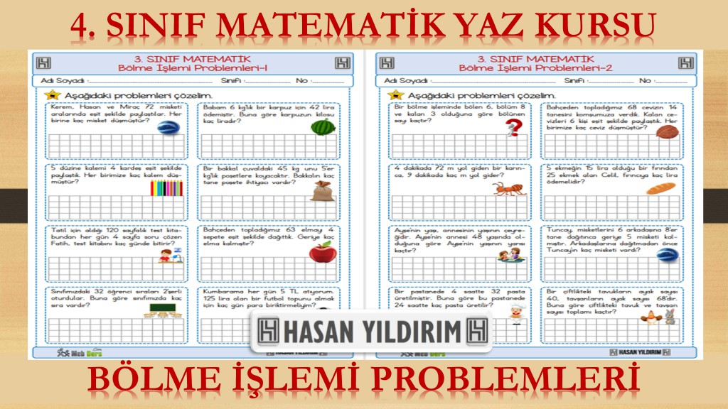 4. Sınıf Matematik Yaz Kursu - Bölme İşlemi Problemleri (3. Sınıf Tekrarı)