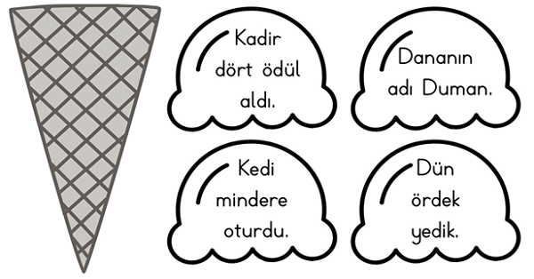 1. Sınıf İlk Okuma Yazma (D-d Sesi) Dondurmalı Cümleler