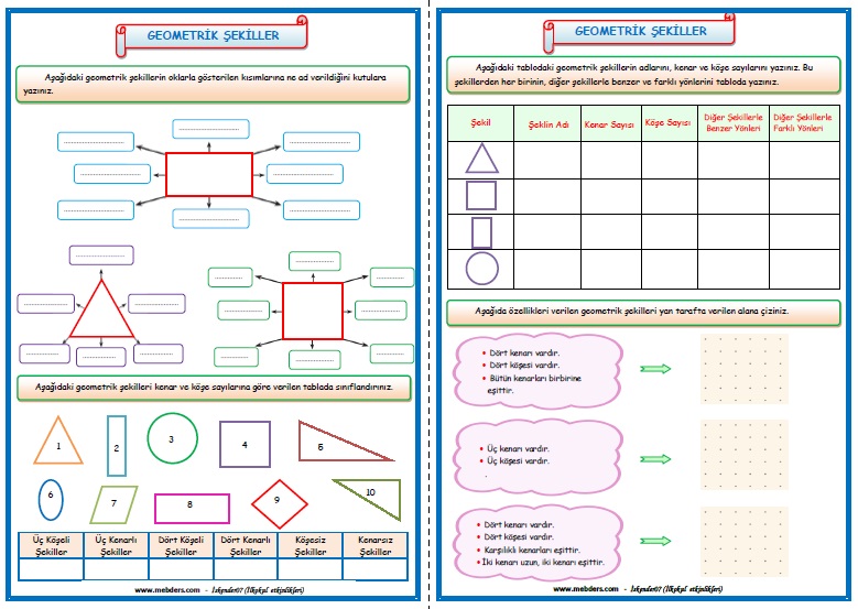 2. Sınıf Matematik Geometrik Şekiller ve Yapılar 2 (6 Sayfa)