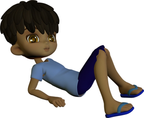 Clipart yere uzanmış erkek çocuk resmi png