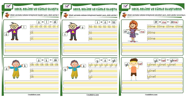 1. Sınıf İlk Okuma Ö Sesi Birleştirme Etkinliği