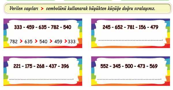 3. Sınıf Matematik Doğal Sayılar Karşılaştırma ve Sıralama-2