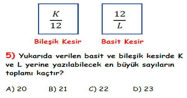 4. Sınıf Matematik Kesirler Yaprak Test-2
