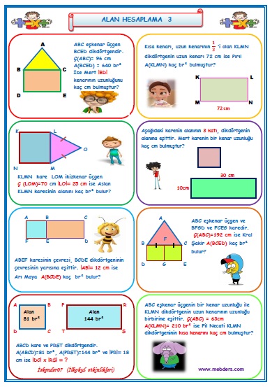 4. Sınıf Matematik Alan Hesaplamaları 3