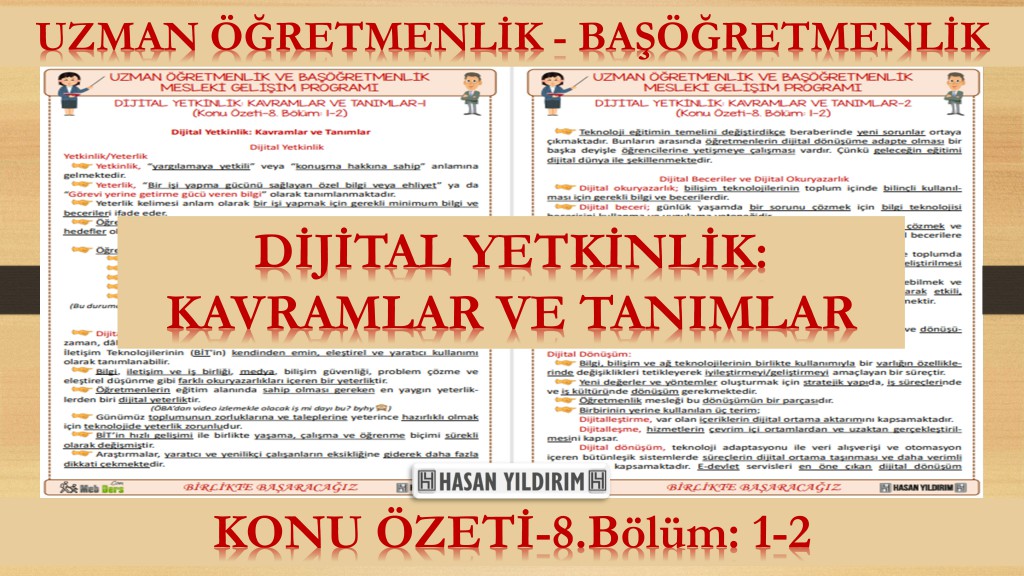 Dijital Yetkinlik: Kavramlar ve Tanımlar (Konu Özeti-8.Bölüm: 1-2)
