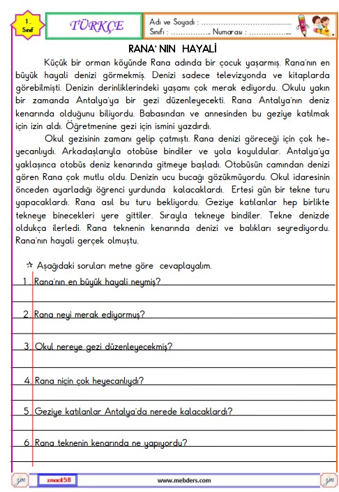 2. Sınıf Türkçe Okuma ve Anlama Metni Etkinliği 27 (Ağustos Böceği ile Karınca)