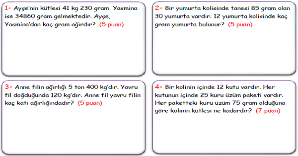 4. Sınıf Matematik Tartma Problemleri-1