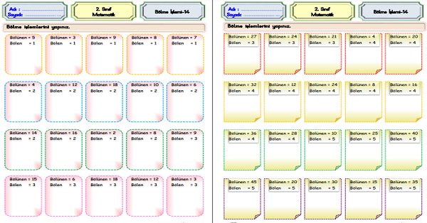 2. Sınıf Matematik Bölme İşlemi Etkinliği-14