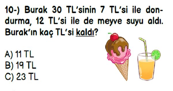 2. Sınıf Matematik Yıl Sonu Kazanım Değerlendirme Sınavı