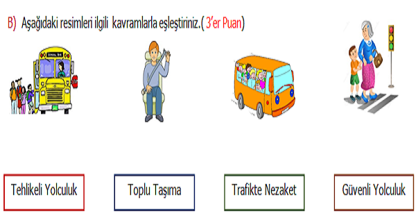 4. Sınıf Trafik Güvenliği 2.Dönem 1.Yazılı Sınavı